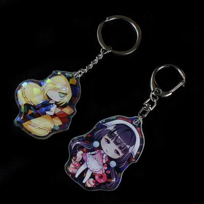 China Eco - Friendly Holographic Charms Clear Transparent Hologram Anime Acrylic Custom Printed Key Chain for sale