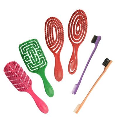 China Factory Direct Selling Ergonomic Design Detangling Massage Paddle Detangling Hair Brush Plastic Nylon Bristle Hair Styling Brush for sale