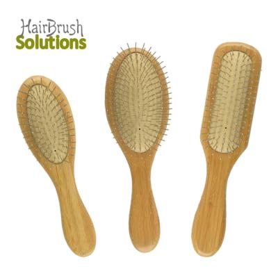 China Cushion / Paddle Bamboo Custom Detangled Hair Brush Metal Pins Eco Friendly Ergonomic Design Natural Color Custom Private Logo Available for sale