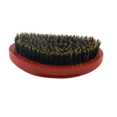 China 2021 Custom Logo Red Wooden Curved 360 Logo Soft Wave Brush Oval Men's Boar Bristle Beard Hair Brush Waterproof OEM Wholesale Private Label for sale