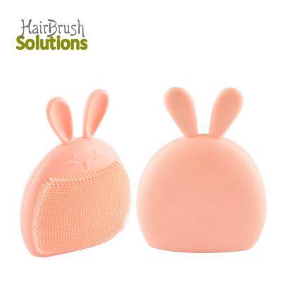 China EXFOLIATE Fashionable Cute Rabbit Shape Silicon Face Scrubber Facial Massager Washing Brush Pad for sale