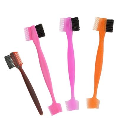 China Ergonomic Design Baby Hair Brush Nylon Boar Bristles ABS PP Edge Black Tamer Brush 4 in 1 Edge Sweep Dual for Eyebrow for sale