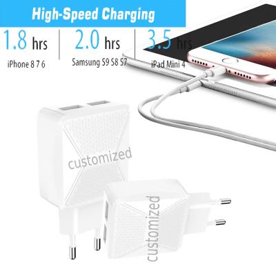 China Logo USB Wall Charger 12w 2 USB Wall Charger Adapter Customized Mobile Phone/Tablet/MP3/MP4/other Dual USB Device for Commercial Fast Charging Adapter Chargers show for sale