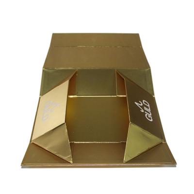 China Rigid Flat Luxury Paper Storage Biodegradable Cardboard Gold Magnetic Folding Gift Box for sale