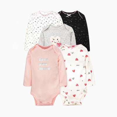 China Online Selling Breathable Cotton Baby Romper Clothes 5 Pack Long Sleeve Girl Jumpsuit Babies Newborn Wears for sale