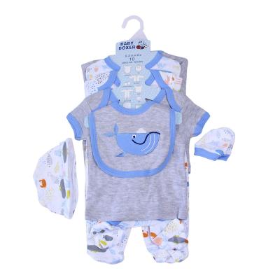 China Breathable 2021 Baby Sets 8 Pieces 0-9 Months Newborn Baby Hats+bibs Cotton Rompers Print Cartoon Baby Accessories for sale