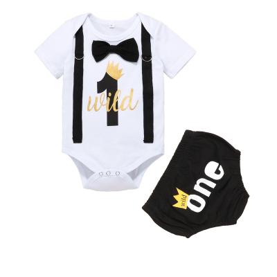 China New Summer New Baby Overalls Short Sleeve Jumpsuit Baby Clothing Set Cotton Mister Clothes Breathable Infant Jumpsuit 1 Year Old Bebes for sale