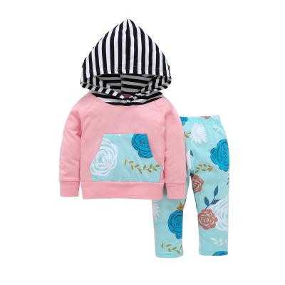 China Breathable Cute Pink Long Sleeve Hoodies Pants 2 Pieces Baby Girl Casual Sweatsuit Toddler Clothing Set for sale