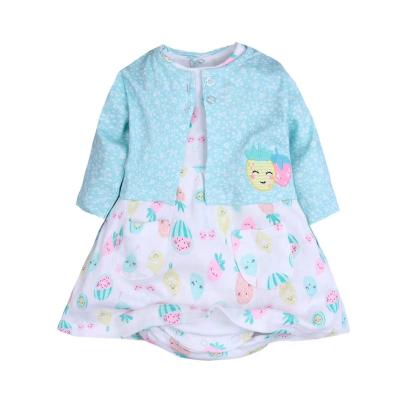 China Two Piece Toddler Suit Spring Baby Sets Girls Clothing Set Kids Shawl+Dress Infant Cotton Breathable Infant Outfits for sale