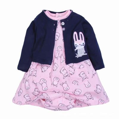 China Breathable Shawl Infant Short Sleeve Small Skirt Cardigan Cotton Children Clothing Two Piece Set for sale