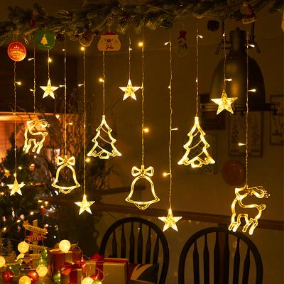 China Sd-1 120 Christmas Led Curtain String Lights Tree Garland Fairy Led Icicle Light Star Bell Deer Party Wedding Holiday New Year Decor for sale