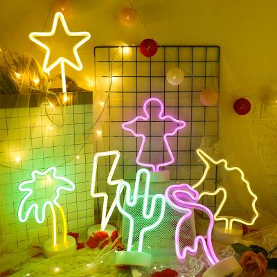 China PVC+LED Rainbow Led Neon Light Sign Holiday Christmas Party Wedding Decorations For Home Room Fairy Night Light Flamingo Moon Table Lamp of children for sale