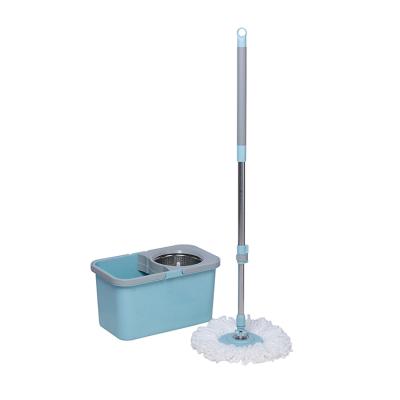 China Sustainable Dual Handle Square Mop Bucket Power Saving Microfiber Spin Mop Set With Mop Head Refill for sale