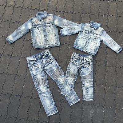 China European American Hip Hop new design boutique boys denim clothing wholesale and retail baby boy denim children's denim jacket suits for sale