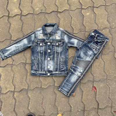 China Sustainable 2021 Winter Denim Outfit In-stock Ware Kids Clothing Set High Quality Baby Kids Denim Outfit for sale