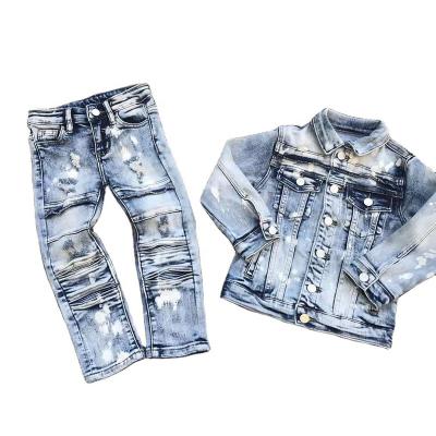 China Hip Hop Ready To Ship Street Wear Kids Clothing Hip Hop Styles Boys Jeans Jacket Sales Hot High Quality Baby Boy Jeans Set for sale