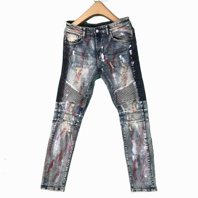 China Wholesale Sustainable Top Selling Mens Fashion Slim Fit Biker Zipper Stretch Jeans for sale