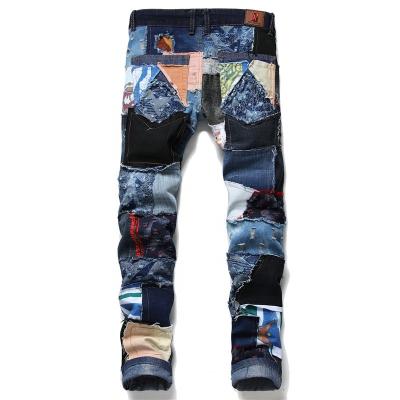 China OEM Slouchy Pants Distressed Sustainable Streetwear Denim Ripped Embroidered Mens Jeans for sale