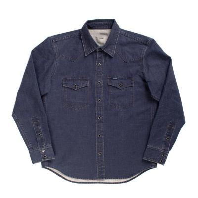 China OEM High Quality Custom Casual Long Sleeves Slim Fit Dark Night Denim Selvedge Unwashed Mens Shirts for sale