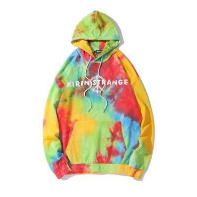 China Breathable Men Loose Streetwear Drop Shoulder Letter Wash Tie Dye Acid Hip Hop Hoodie for sale