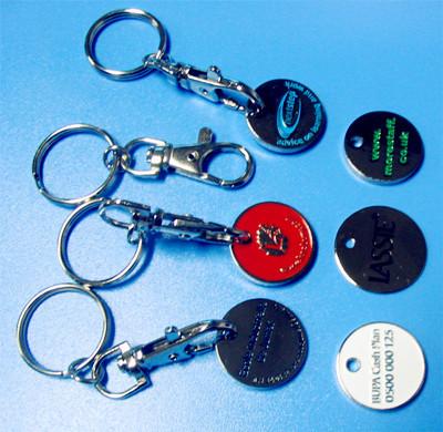 China caddy coin key chain, trolley coin keychains, coin holers for sale