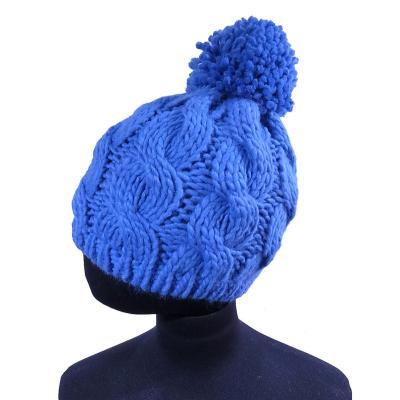 China Wholesales striped ready to ship acrylic knit ladies wire fashion winter bobble beanie for sale