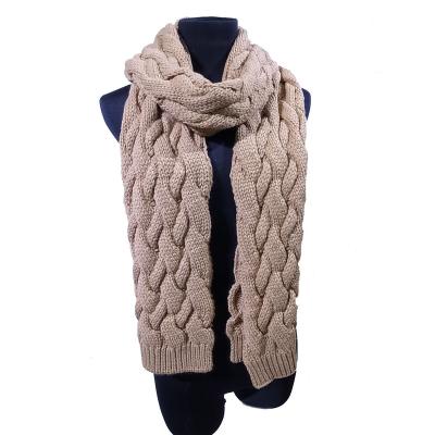 China Acrylic Wholesales Ready To Ship Ladies Acrylic Cable Knitted Scarf for sale