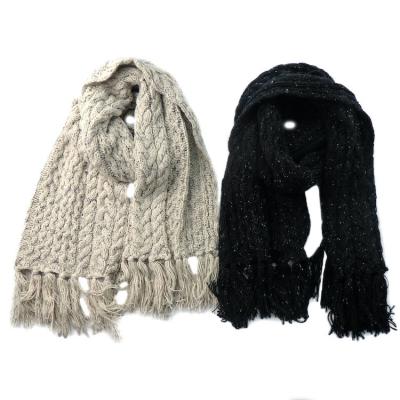 China Accessories Stylish Winter Knitted Unisex Acrylic Fluffy Scarf With Tassel for sale