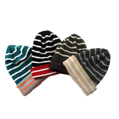 China Wholesale COMMON Custom Unisex Stripe Beanie Knit Hat For Adult Woman for sale