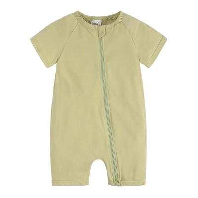 China Cotton / Spandex Short Sleeve Plain Baby Romper Solid Color Kids Overalls for sale