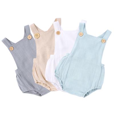 China Cotton / Canvas 2022 Summer New Solid Suspender Romper For Infants for sale