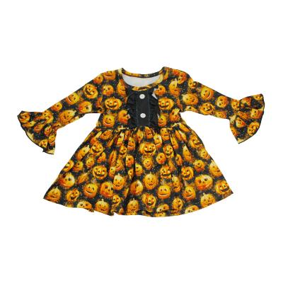 China Washable Customized Cartoon Halloween Festival Baby Dresses Ruffles Kids Clothing for sale