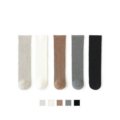 China 2021 Autumn Solid Color Breathable Double Needle Tube Sock Without Heel Baby Cotton Socks for sale