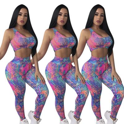 China JOFZ1575 Women's Sets Breathable Gym Fitness Sets Matrix Tie Bra Pants 2 Pcs Sportswear Women Yoga Sets for sale