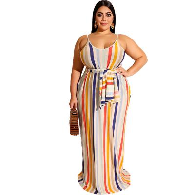 China JOFZ2017 Anti-static Plus Size Women's Clothing Stripe Halter Dress Women's Maxi Dress for sale