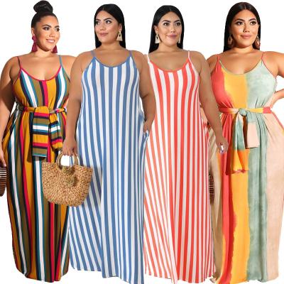 China Jofz2007 Anti-Static 5XL Plus Size Women Clothing Dress Sleeveless Stripe Maxi Dress for sale