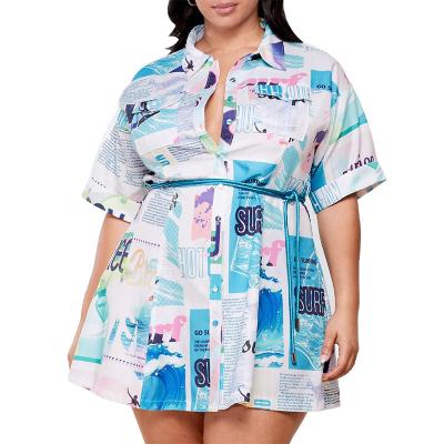 China JOFZ1457 Fashion Letter Printing Anti-Static Shirt Dress Casual Women Plus Size for sale