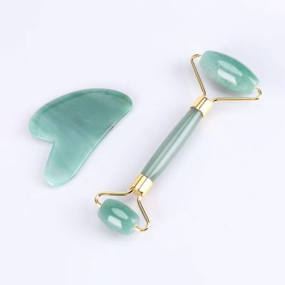 China Wholesale Kit Natural Jade Skin Rejuvenation Face Roller Pink And Green Stone Vibrating Massager For Face for sale