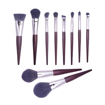 China Angular Blush Kuulee Synthetic Hair Wooden Handle 10pcs Professional Makeup Set Brush Makeup Tool For Foundation And Eye Makeup Apply for sale