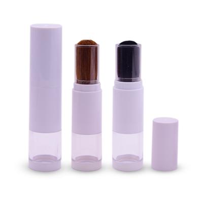 China Round Black Plastic Brush OEM 10g Cylinder Shape Loosely Powder Brush Airless Bottle Cosmetic Use Powder Packaging For Brush Powder Refill for sale