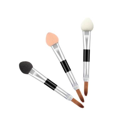 China Kuulee Smudge Brush Double Head Eyeshadow And Lip Brush Cotton Head Various Colors Silver Aluminum Tube Professional Eye Liner Brush for sale