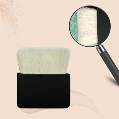 China Plastic Custom Face Makeup Brush Matte Black Soft Flat Blush Brush for sale