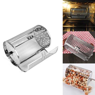 China 12*18cm Stainless Steel Bean Peanut Basket Oven Roast Baking Rotary Nuts BBQ Grill Motor for sale