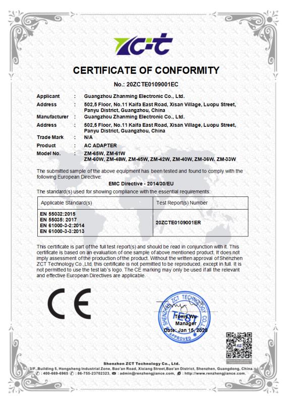 CE - Guangzhou Zhanming Electronic Co., Ltd.