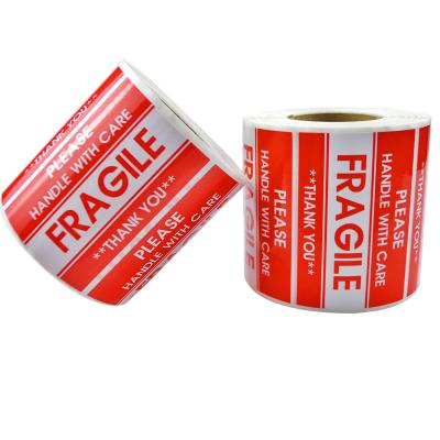 China Manufacturer Direct Selling Fragile Waterproof Stickers Handle With Care Warning Shipping Labels for sale