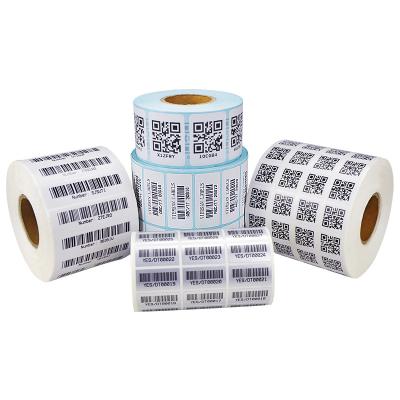 China Waterproof custom variable data printing LOGO printed serial number barcode label stickers security QR number barcode sticker random rol for sale