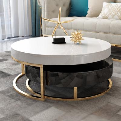 China Stainless Steel Marble Top Coffee Table Rose Gold Fish Side Morden Hotel Furniture Table for sale