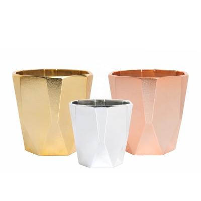 China Nordic modern electroplating melamine flower plant pots ornament wholesale electroplating gold flower pot for sale