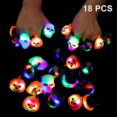 China Spooky Chirstmas Decor 18 Pcs Fashion Halloween Led Light Up Rings Glow For Halloween Party for sale