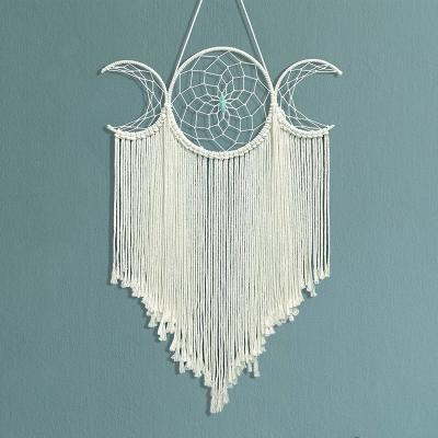 China Chirstmas Decor Moon Goddess Macrame Woven Wall Hanging, Boho Large Half Moon Dream Catcher for sale